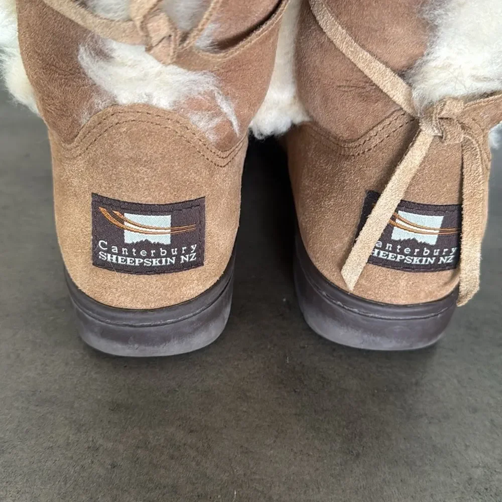 Canterbury Sheepskin NZ Tan Shearling Boots Women’s Size 6 Made in New Zealand